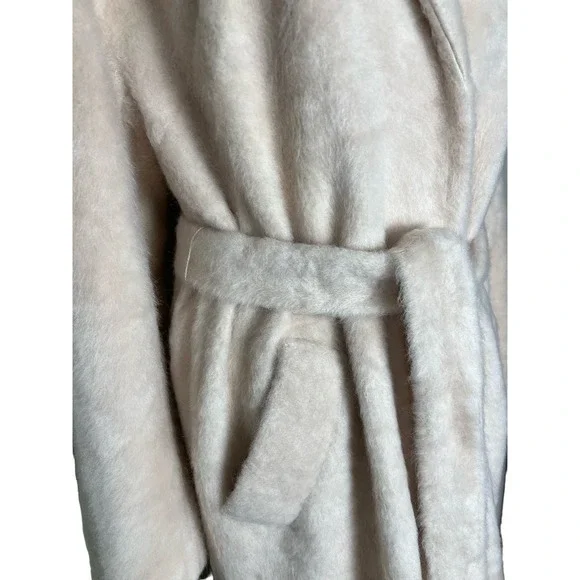 Isaac Mizrahi Wrap Long Coat with Notched Collar & Pockets OYSTER NWOT SIZE M - Picture 5 of 12
